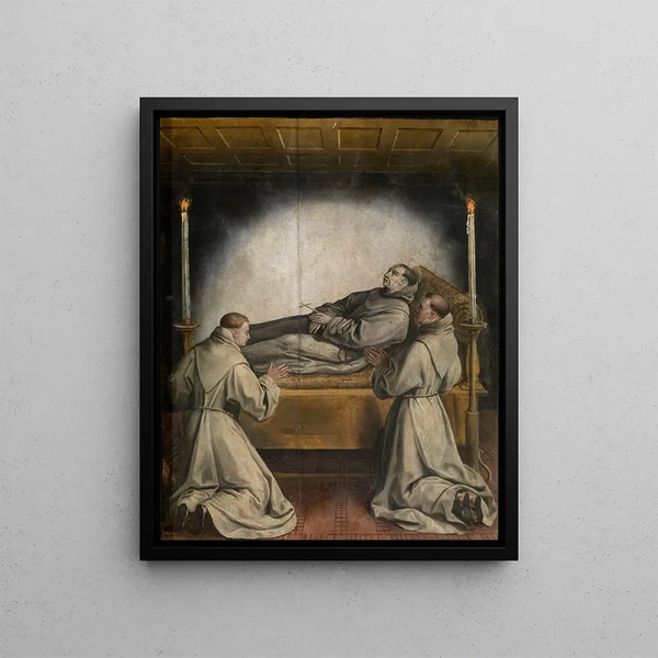 Saint Didaque's death - Maerten de Vos — framed artwork on a wall