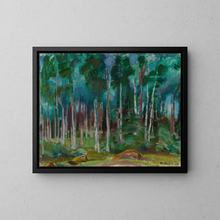 Birches at Vksy - Magnus Enckell — framed artwork on a wall