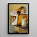 Young girl combing her hair - Magnus Enckell — framed artwork on a wall