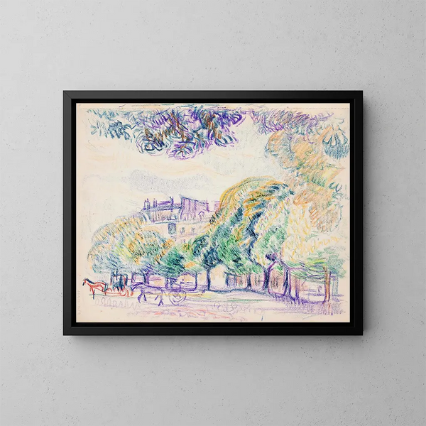 View of the city with drivers in the park - Magnus Enckell — framed artwork on a wall