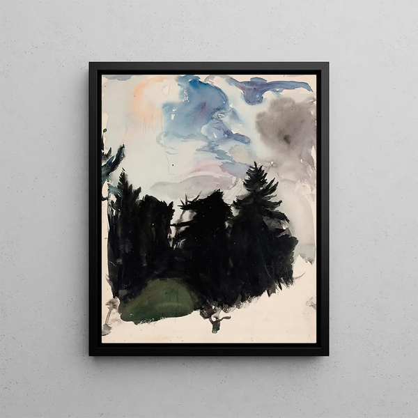 A landscape of black spruces - Magnus Enckell — framed artwork on a wall
