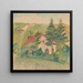 House between trees against a hillside background - Sofija Paraszczuk — framed artwork on a wall