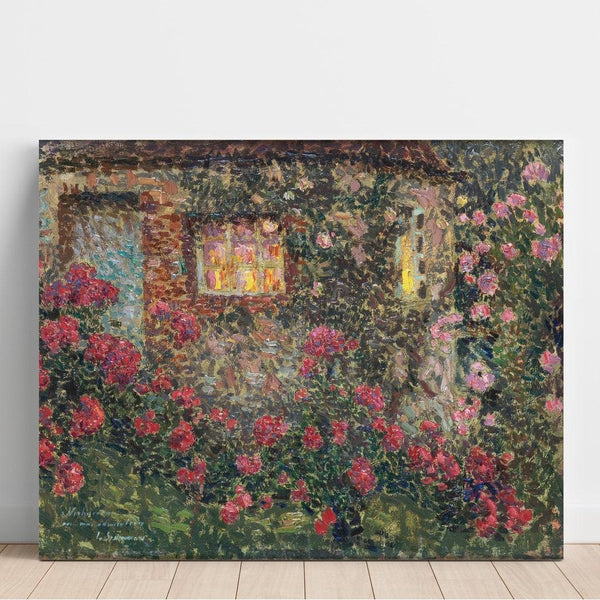 Reproduction of the painting Exterior house painting among roses - Henri Le Sidaner
