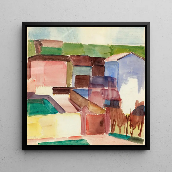Maisons Huser - Albert Müller — framed artwork on a wall