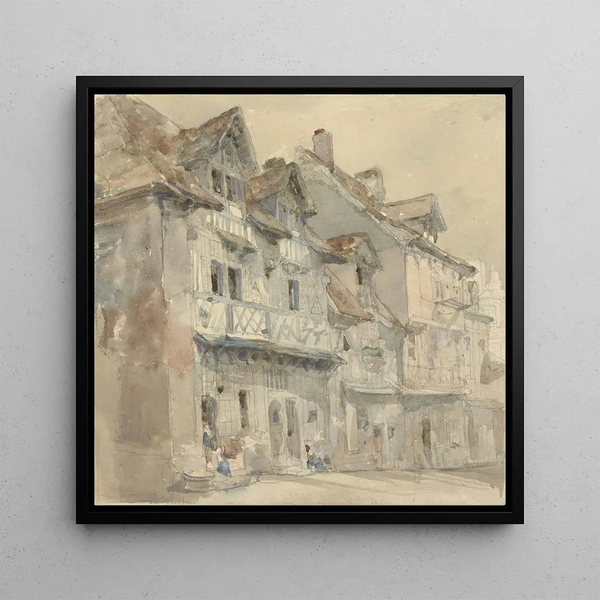 Houses in Dieppe - David Roberts — framed artwork on a wall