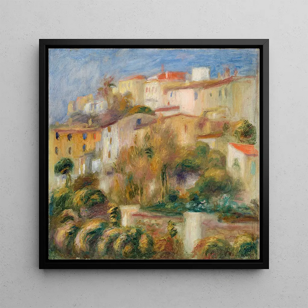 Houses on a Hill - Pierre-Auguste Renoir — framed artwork on a wall