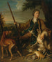 Self-portrait in hunting attire - in the style of Alexandre-François Desportes — artwork view