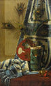 Still life with peacock feathers - in the style of William Merritt Chase — artwork view