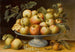 Still life with apples on a majolica tazza with medlars and white currants - Style of Fede Galizia — artwork view