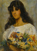 Woman with Flowers - in the style of Vladimir Makovsky — artwork view