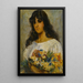 Woman with Flowers - in the style of Vladimir Makovsky — framed artwork on a wall