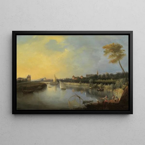 Scene of Seville, a view of Seville - Manuel Barrón — framed artwork on a wall