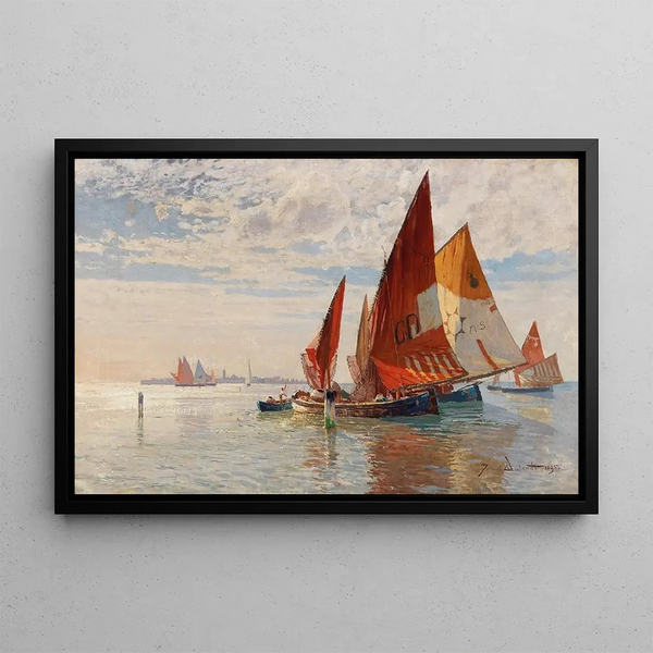Fishermen in the Venetian Lagoon - Manuel Wielandt — framed artwork on a wall