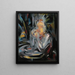 Young seated at a table facing a cup - María Blanchard — framed artwork on a wall