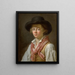 Portrait of a man with a black hat - Marc Antoine Bilcocq — framed artwork on a wall