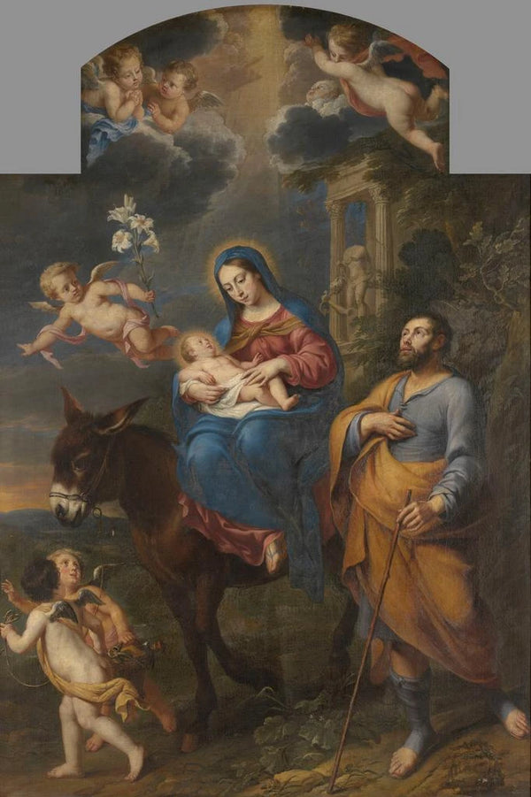The Flight into Egypt - Marc Antonio Garibaldi — framed artwork on a wall