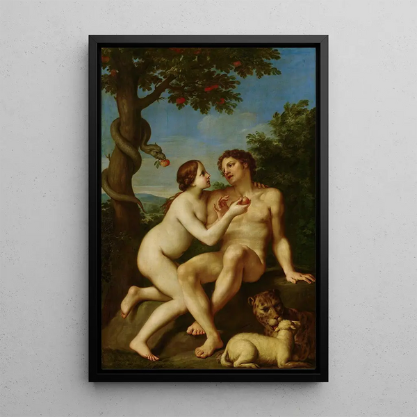 Adam and Eve - Marcantonio Franceschini — framed artwork on a wall