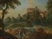 Landscape with Soldiers and Dogs near a River, a City in the Distance - Marcantonio Sardi — artwork view