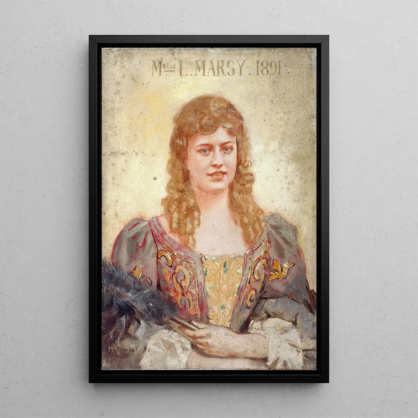 Louise Marsy 1866-1942 painting, member of the Comédie-Française in costume - Marcel Baschet — framed artwork on a wall