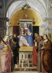 Virgin and Child with Saints Catherine, Francis of Assisi, John the Baptist, John the Evangelist, Anthony of Padua, and Mary Magdalene - Marcello Fogolino — artwork view