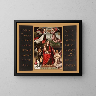 Triptych Painting of the Coronation of the Virgin - Marcellus Coffermans — framed artwork on a wall