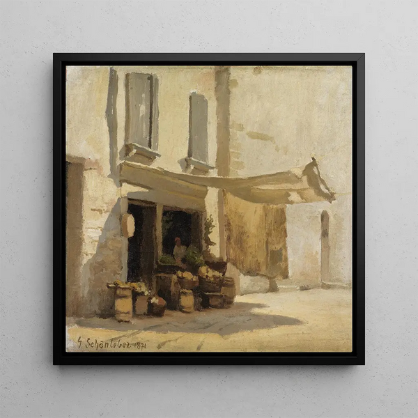 Market of Fruits in Venice - Gustav Schnleber — framed artwork on a wall