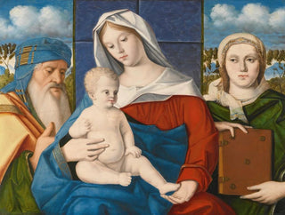 a Painting Une Sainte Conversation: La Vierge à l'Enfant avec Saint Siméon et une Sainte Femme - Marco Bello — artwork view