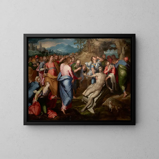The Resurrection of Lazarus - Marco Pino — framed artwork on a wall