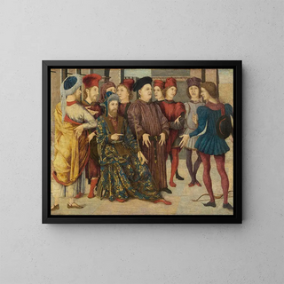 Scene of Judgment from a cassone panel depicting the father's body - Marco Zoppo — framed artwork on a wall