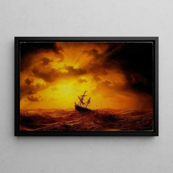 Stormy Sea Painting - Marcus Larson — framed artwork on a wall