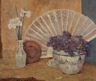 Fan and Violets - Margaret F Spencer — artwork view