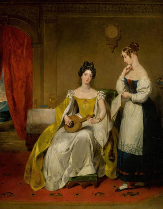 Margaret Sarah Carpenter - An Elegant Interior With A Young Lady Holding A Small Guitar.webp