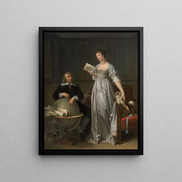 a young woman reading a letter from her husband - Marguerite Gérard — framed artwork on a wall
