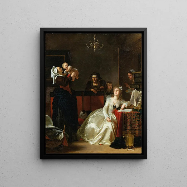 La jeune mère savante - Marguerite Gérard — framed artwork on a wall