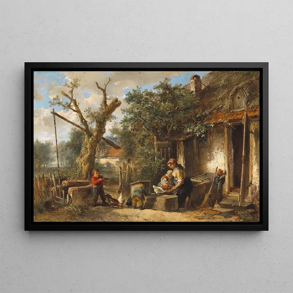 Family Idyll in a Cour - Mari ten Kate — framed artwork on a wall