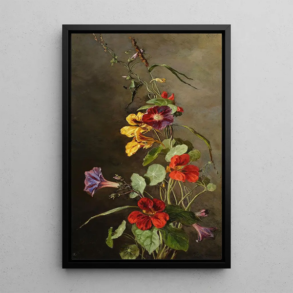 Flowers of Nasturtiums - Maria Kazanowska — framed artwork on a wall