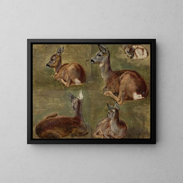 Sketch of fawns - Maria Kazanowska — framed artwork on a wall