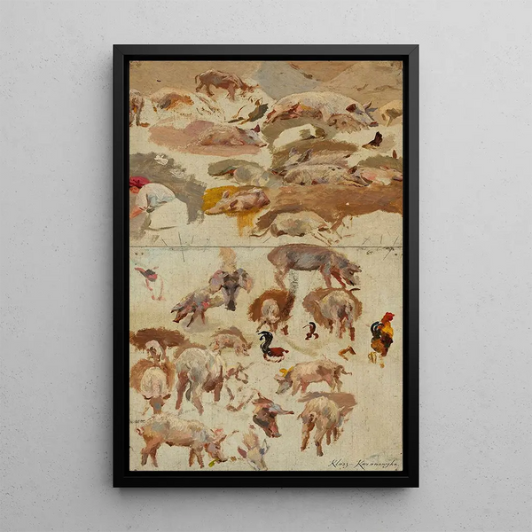 Études de cochons - Maria Kazanowska — framed artwork on a wall