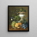 Nature morte with violets, grapes, and oranges on a ledge - Maria Margaretha van Os — framed artwork on a wall