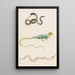 Small Lizard Painting of the South American Toad-headed Lizard or Oriental Tree Lizard and Trumpetfish - Maria Sibylla Merian — framed artwork on a wall