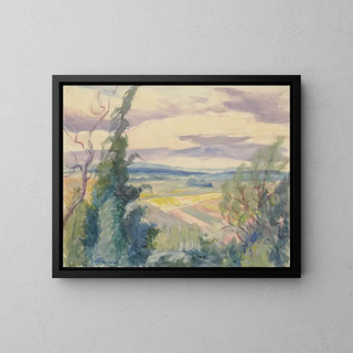 Landscape Painting near the Oise - Maria Slavona — framed artwork on a wall