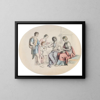 Cinq figures en costume grec - Maria Spilsbury — framed artwork on a wall