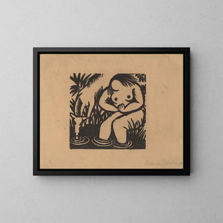 Woman by the water's edge - Maria Uhden — framed artwork on a wall