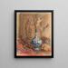 Still life with a Chinese vase and dried sunflowers - Maria Vos — framed artwork on a wall