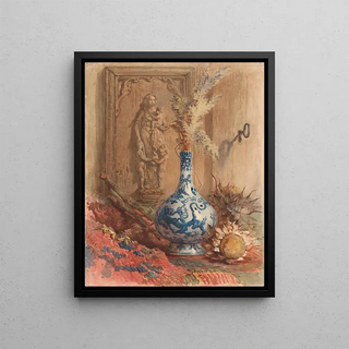 Maria Vos - Stilleven met Chinese vaas en gedroogde zonnebloemen.webp