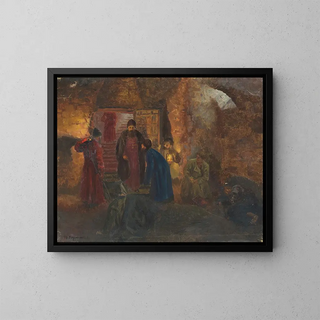 Visit of the Tsar to the prisoners - Maria Yakunchikova — framed artwork on a wall