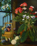 a Still life with potted flowers and fruits - Marian Chase — artwork view