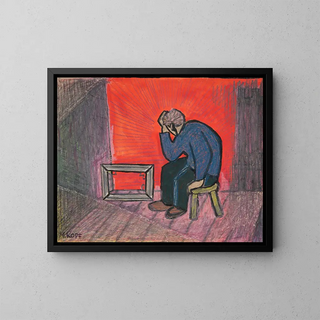 Misfortune to the artist, misfortune and poverty in abundance - Marian Kopf — framed artwork on a wall