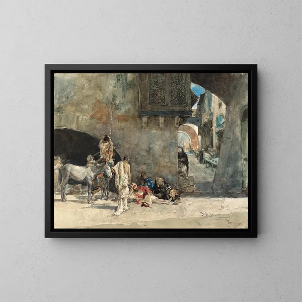 A street in Tangier - Mariano Fortuny Marsal — framed artwork on a wall