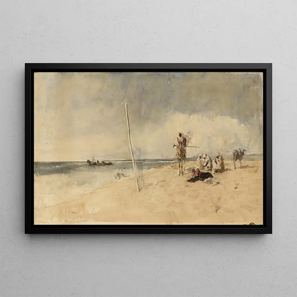 African Beach Painting - Mariano Fortuny Marsal — framed artwork on a wall